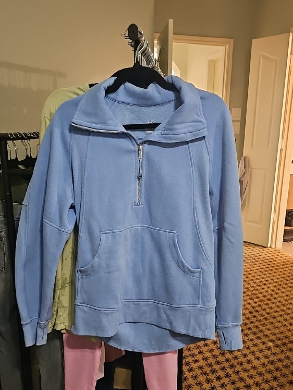 Light Blue Half-Zip‎ Pullover Sweatshirt
